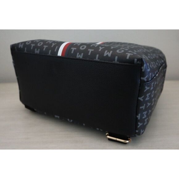 Tommy Hilfiger 69J9675-001 Unisex Black PU Leather Monogram Backpack - Picture 7 of 11